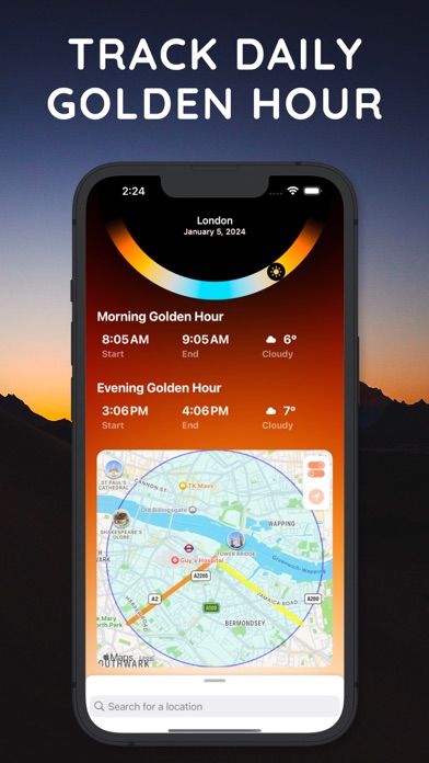 Golden Hour app — sun position map