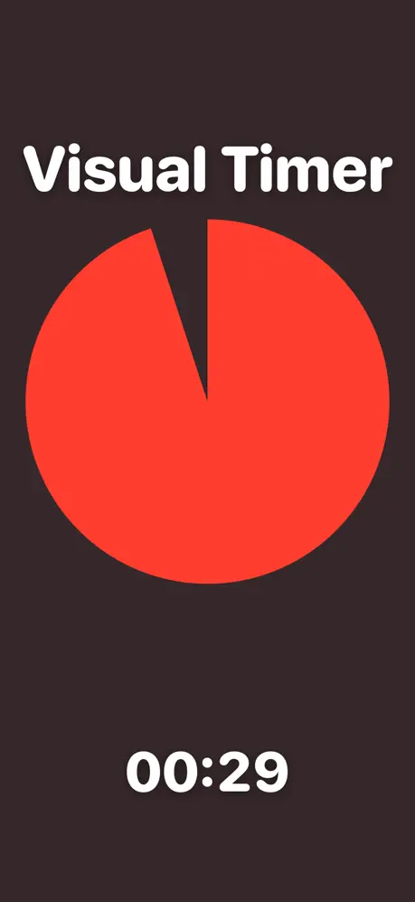 Visual Timer app showing a red pie countdown